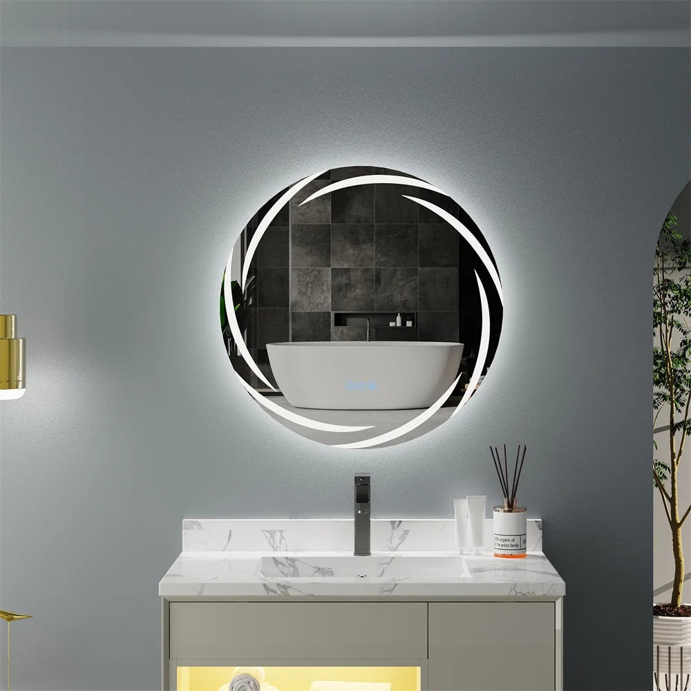 HaloGlow Round Backlit Bathroom Mirror With Anti-fog