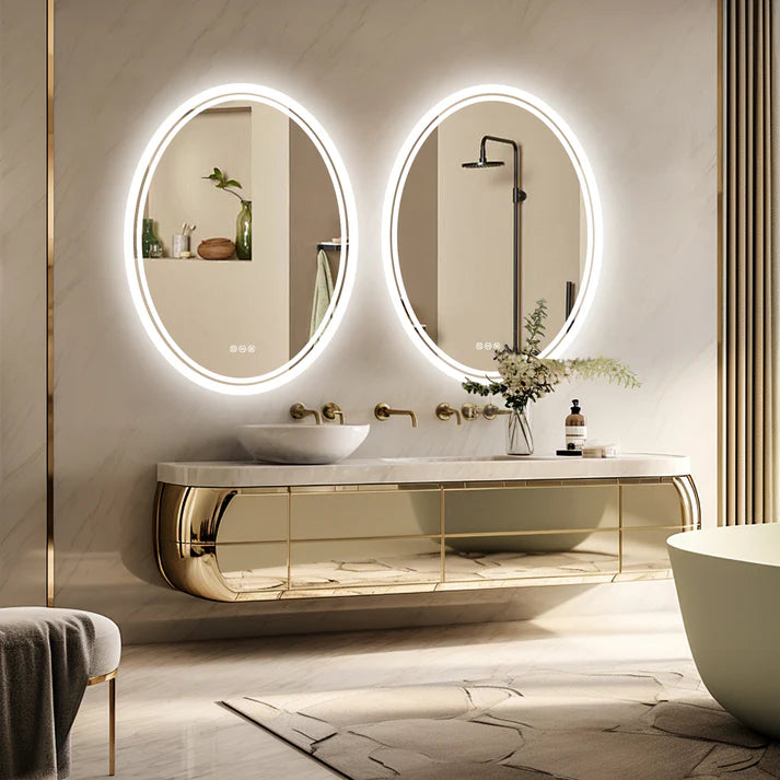 Backlit Light Oval LED Makeup Bathroom Mirror, Wall Mounted Vanity Mirror, Frameless ,Anti-Fog