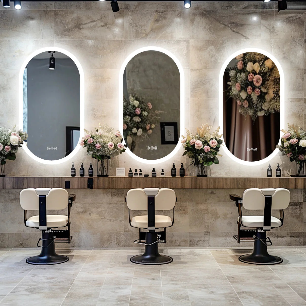 Backlit Light Oval Arched Large LED Makeup Bathroom Mirror, Anti-Fog, 3-Color Smart Mirrors