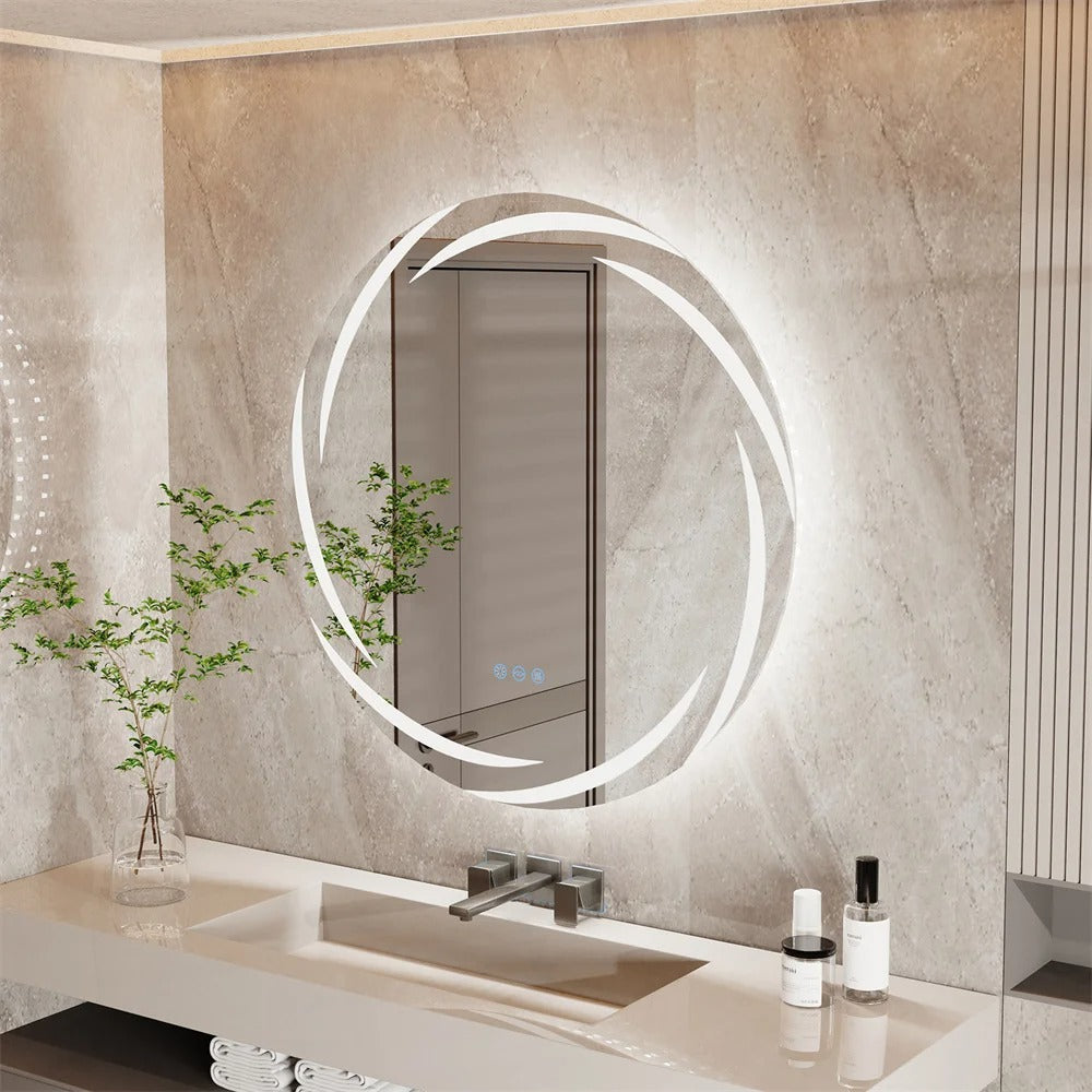 HaloGlow Round Backlit Bathroom Mirror With Anti-fog