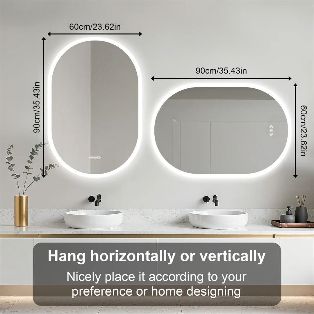 Oval Smart Illuminated Bathroom Vanity Mirror With Bluetooth Speakers, 24x36"
