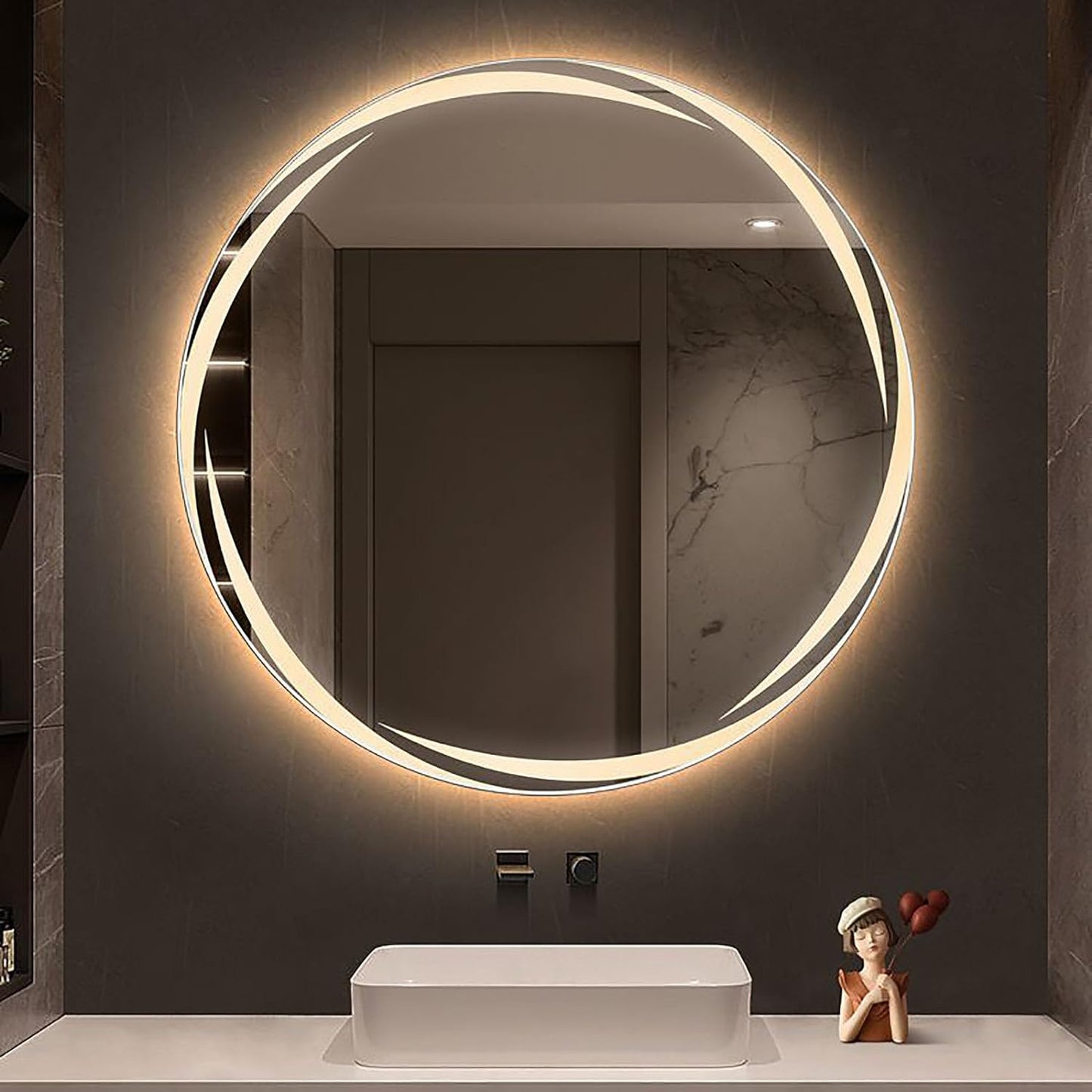HaloGlow Round Backlit Bathroom Mirror With Anti-fog