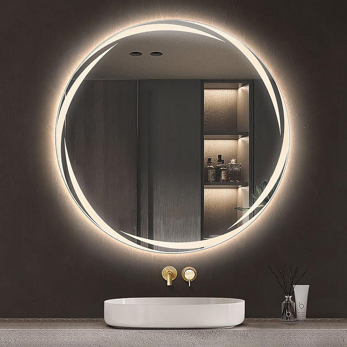 HaloGlow Round Backlit Bathroom Mirror With Anti-fog