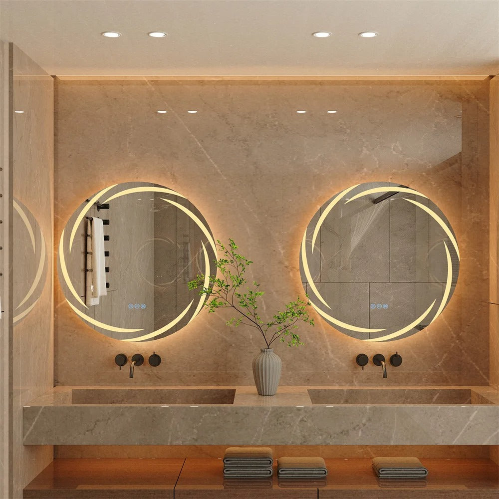 HaloGlow Round Backlit Bathroom Mirror With Anti-fog