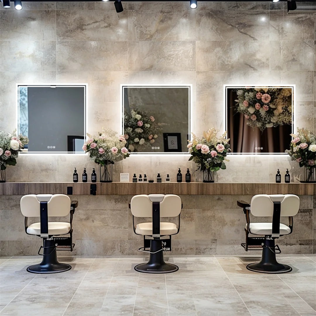 Backlit Light Square LED Makeup Bathroom Mirror or Wall Mounted, Vanity Mirror Frameless ,Anti-Fog