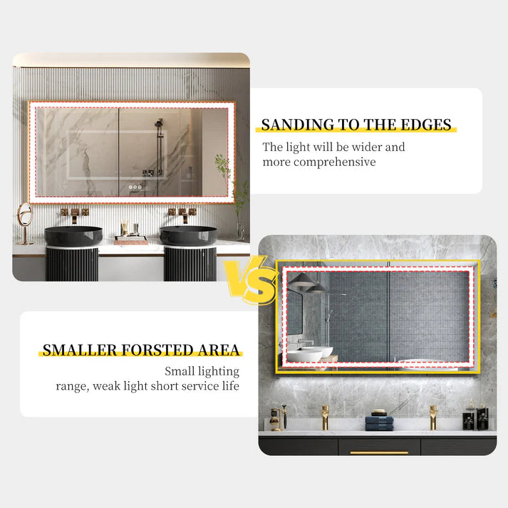 Front Light Rectangle Aluminum Alloy Frame Bath Mirror,Wall Mounted Lighted Vanity Mirror, Anti-Fog