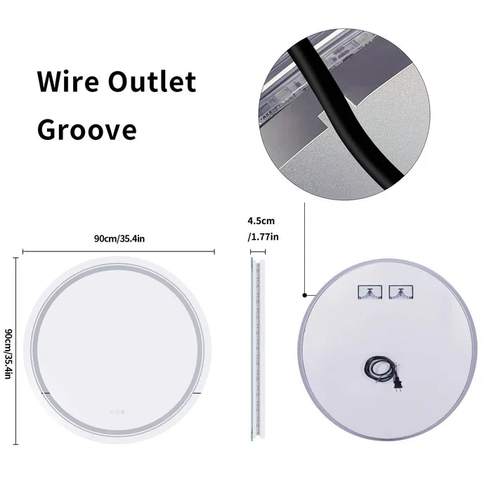 Round Double Lights LED Bathroom Smart Make up Mirror Dimmable, Anti-Fog Circle Wall Mounted Mirror
