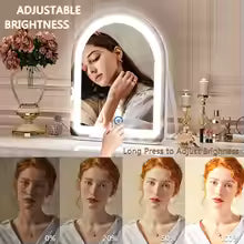 Arched LED Lighted Vanity Mirror - 14"X11" - Smart Touch 3 Colors Dimmable,with 360° Rotation Makeup Mirror - M003