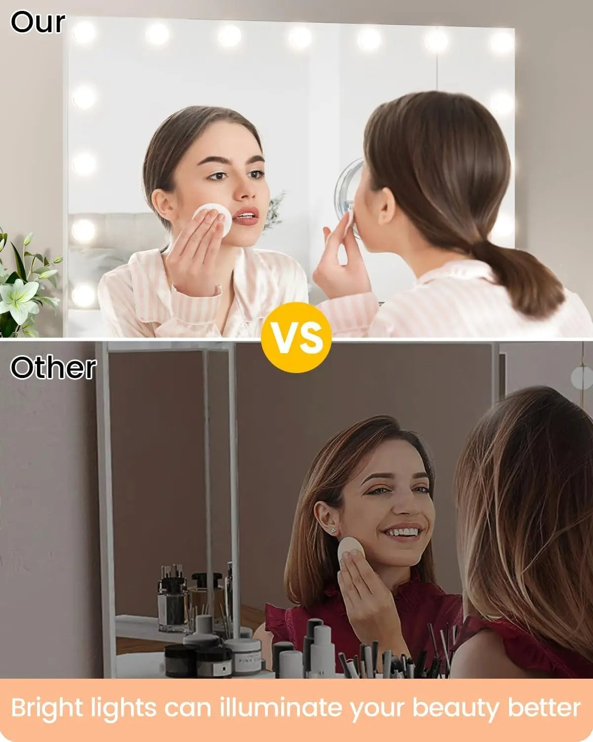 Large 32"x24" Rectangle Hollywood Makeup Mirror with 17 LED Bulbs – 3 Color Modes Touch Control with 3X Magnification for Dressing Table - M001