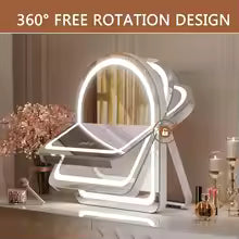 Arched LED Lighted Vanity Mirror - 14"X11" - Smart Touch 3 Colors Dimmable,with 360° Rotation Makeup Mirror - M003