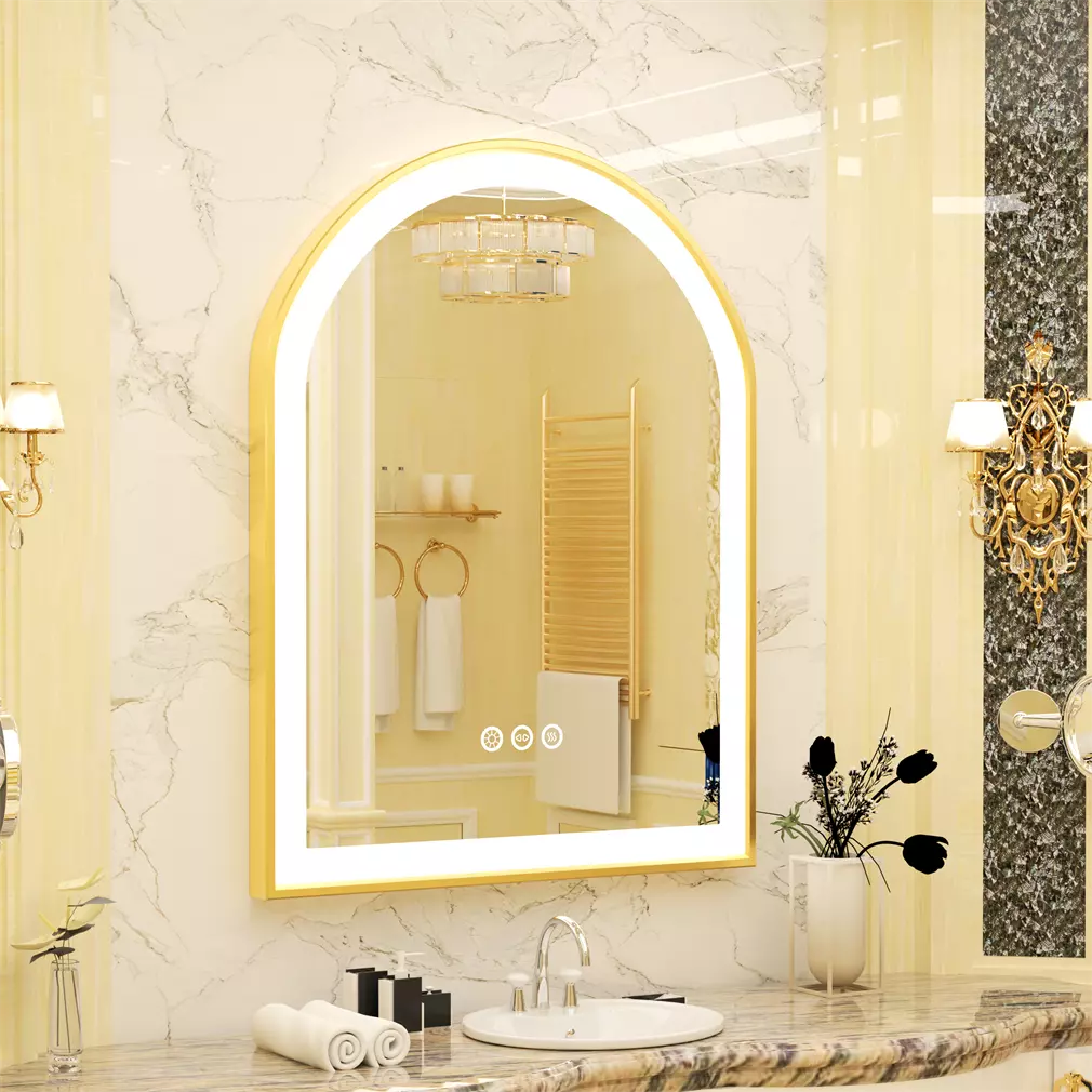 Gold Arch Mirror with Aluminum Frame
