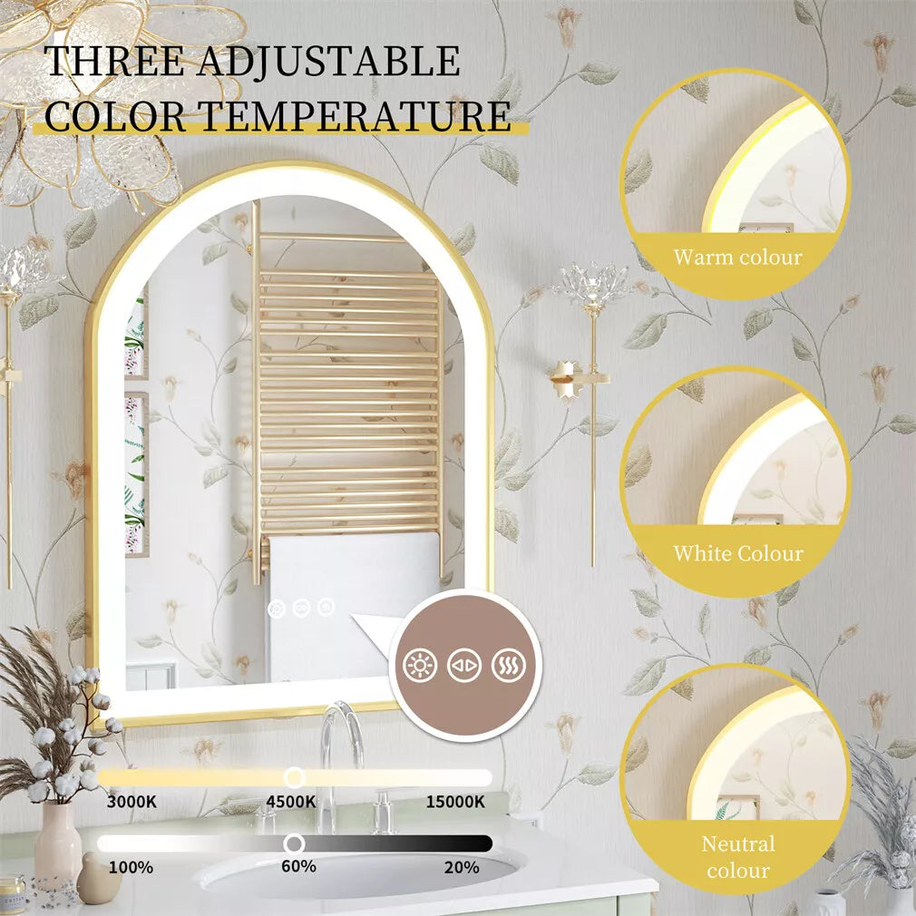 Gold Arch Mirror with Aluminum Frame