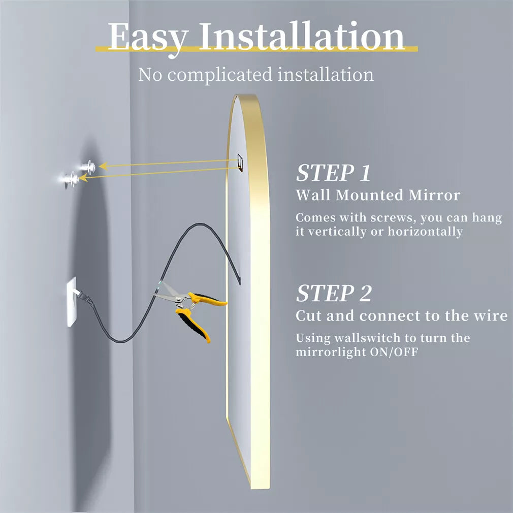 Gold Arch Mirror with Aluminum Frame
