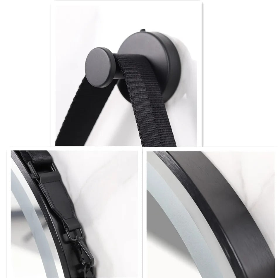 LED Mirror Black Frame, LED Bathroom Mirror with Wall Mounted Lighted Vanity Mirror, Anti-Fog & Dimmable