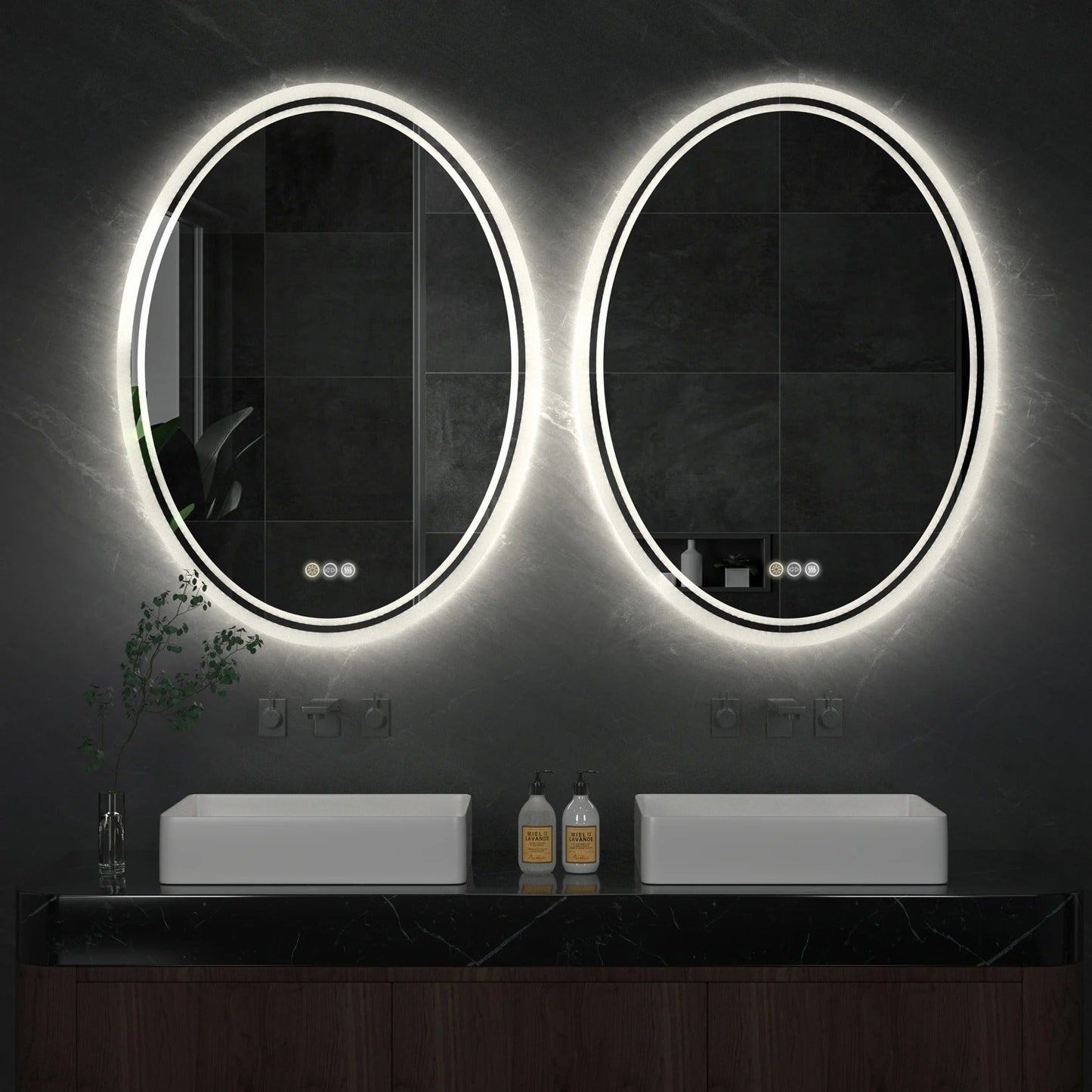 Backlit Light Oval LED Makeup Bathroom Mirror, Wall Mounted Vanity Mirror, Frameless ,Anti-Fog