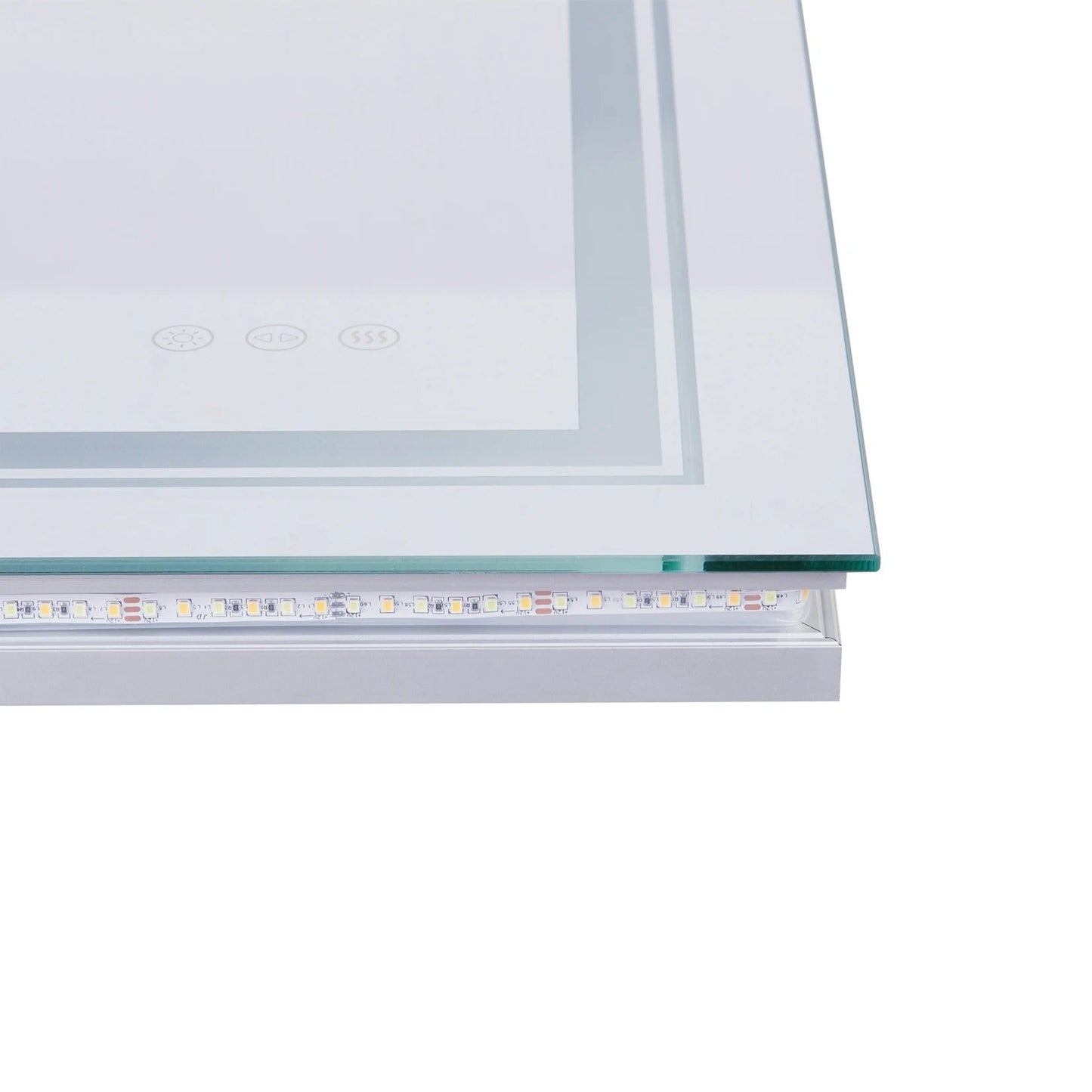 Double Light 100x 60cm Rectangle LED Bathroom Mirror, Dimmable Wall Mirrors with Anti-Fog, 3 Color