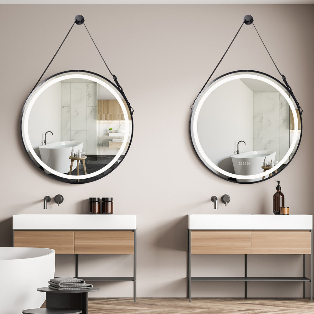 LED Mirror Black Frame, LED Bathroom Mirror with Wall Mounted Lighted Vanity Mirror, Anti-Fog & Dimmable