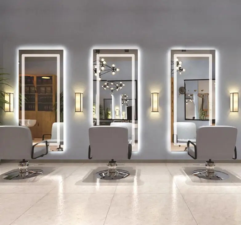 Large Rectangle Double Lights LED Bathroom Mirror Illuminated Dimmable Vanity Mirror with Anti-Fog, 3 Color