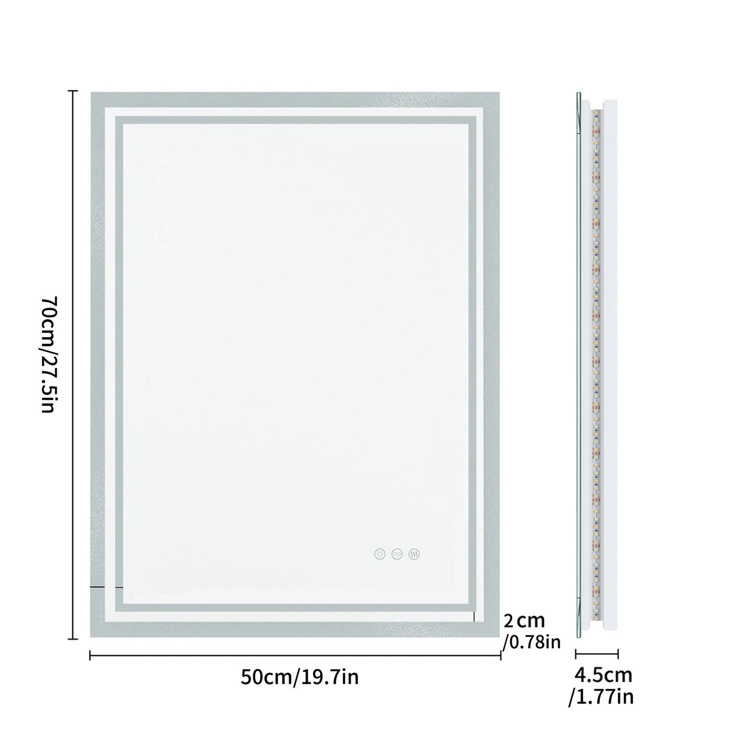 Backlit Rectangular Large LED Bathroom Vanity Mirror, Dimmable, Touch Control, Waterproof