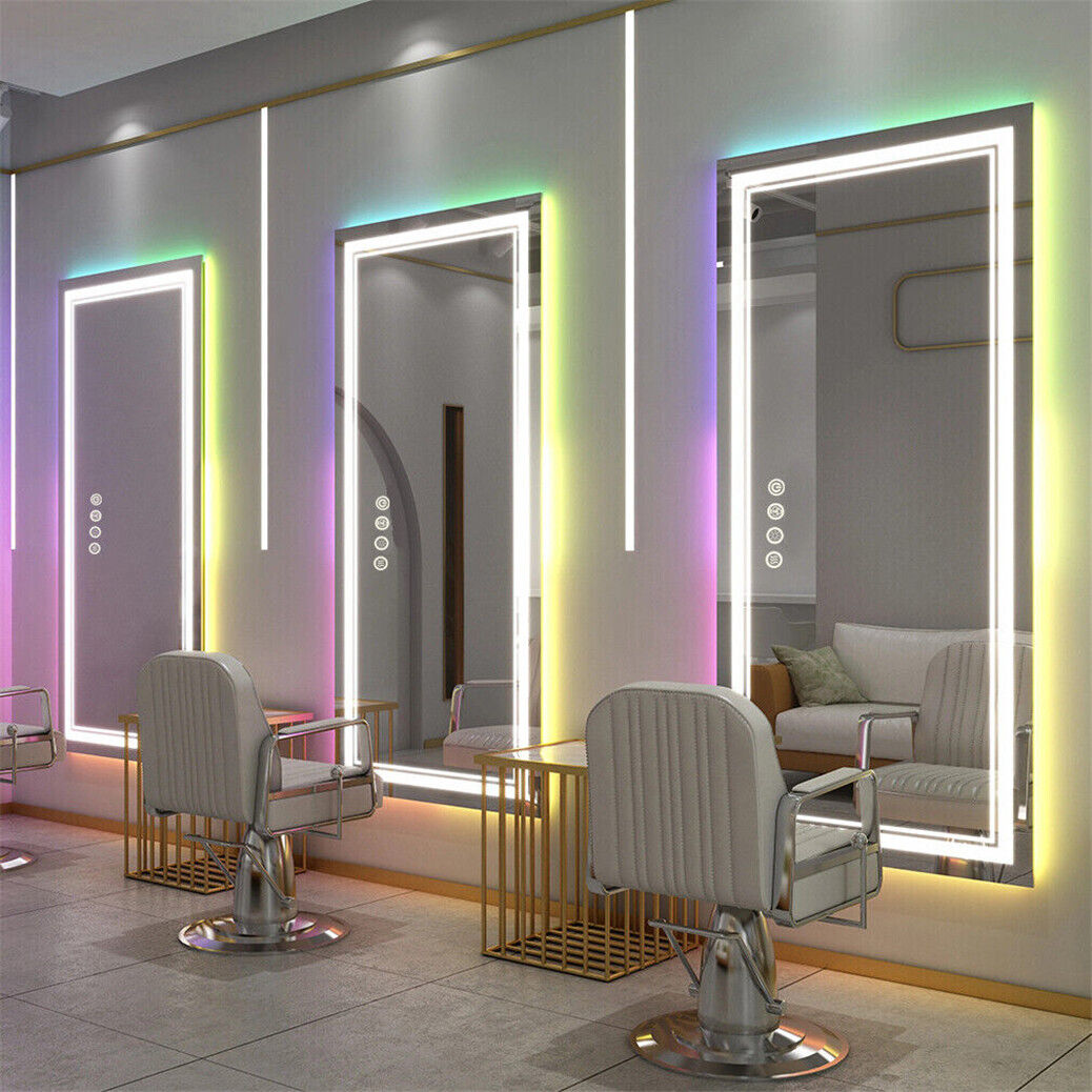 Rectangle Glitzy RGB Double Light LED Bathroom Mirror RGB Color Changing Backlight, Dimmable, Anti-Fog, and Shatterproof