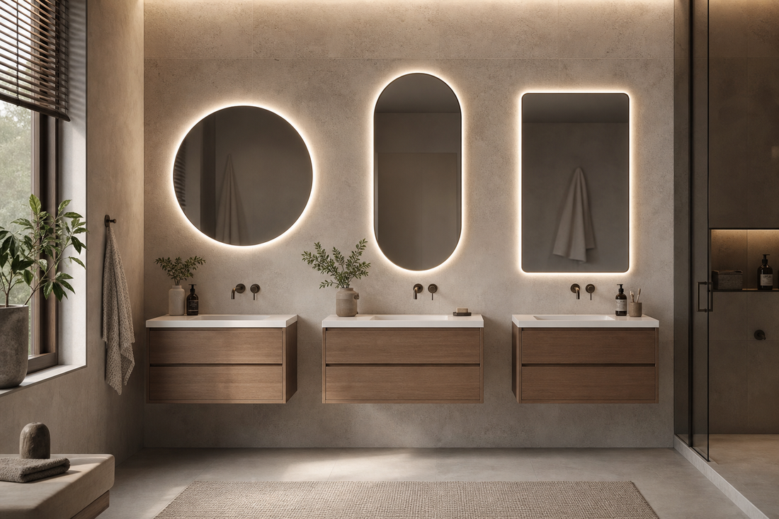 LED mirror shape options for a narrow bathroom