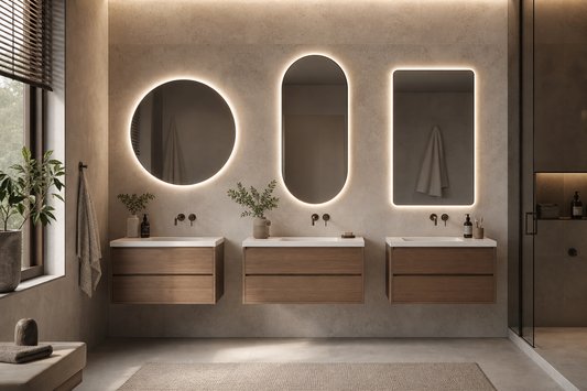 LED mirror shape options for a narrow bathroom