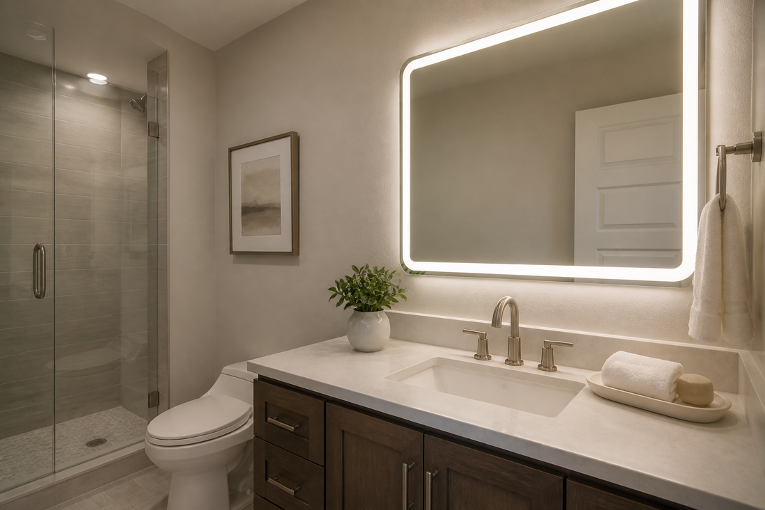LED mirror in a guest bathroom