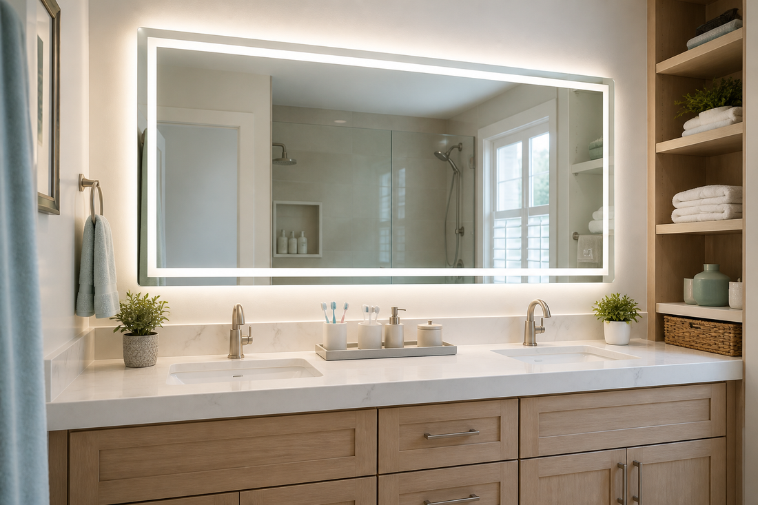LED mirror for a shared family bathroom