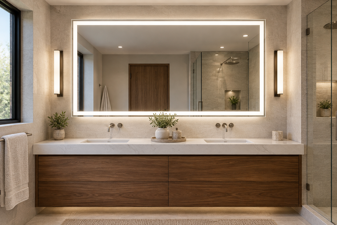 LED mirror reducing face shadows during grooming