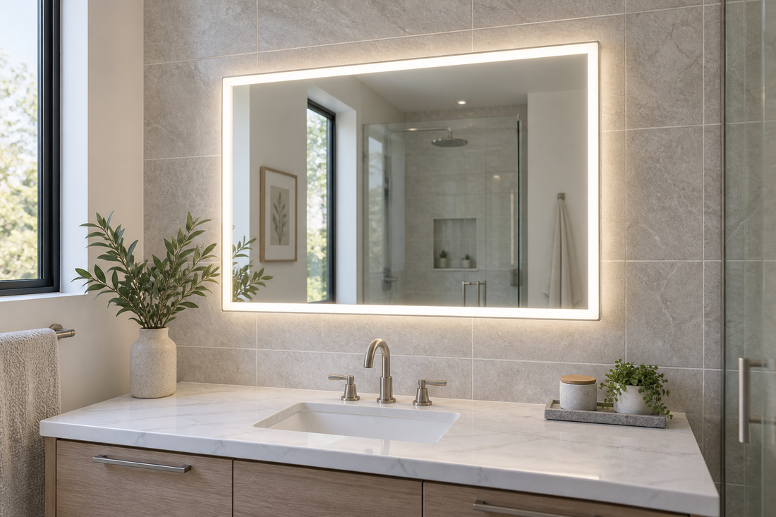 Upgrading from plain mirror to LED mirror without retiling