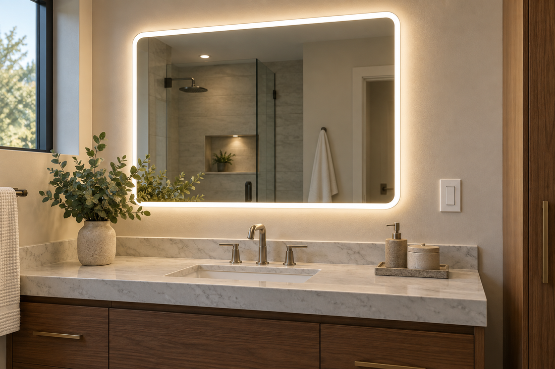LED bathroom mirror with wall switch planning