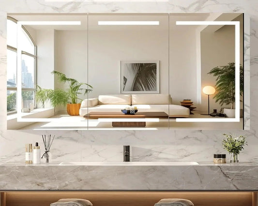 Frameless bathroom mirror