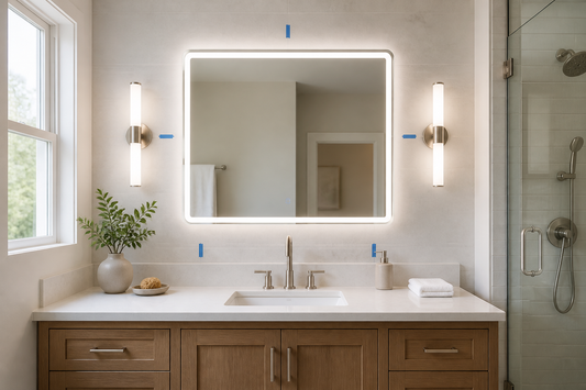 LED bathroom mirror with proper wall clearance