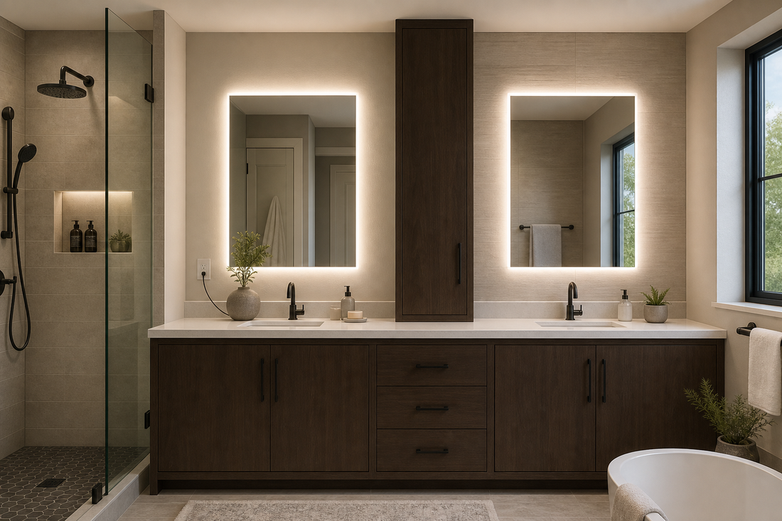 Plug-in and hardwired LED bathroom mirror options