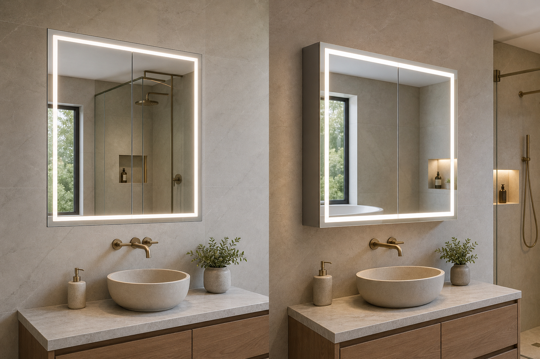 Recessed and surface-mount LED medicine cabinets compared