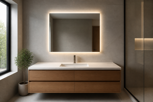 LED mirror width compared with bathroom sink width