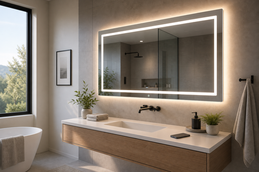 Smart LED bathroom mirror features in daily use