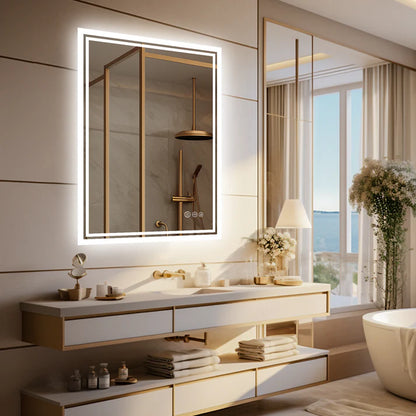 Backlit  Rectangular Large LED Bathroom Vanity Mirror, Dimmable, Touch Control, Waterproof