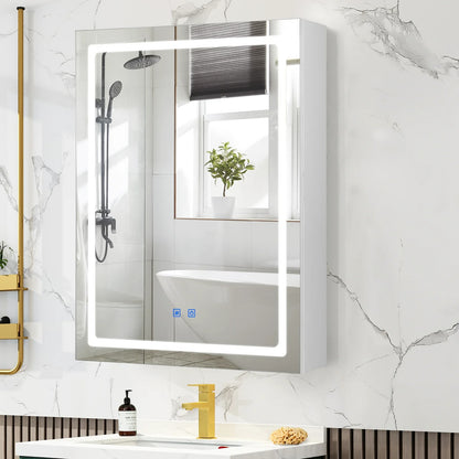 LED Mirror Bathroom Medicine Cabinet – Adjustable Storage, Defogger & 3-Color Dimmable Lighting, UC02