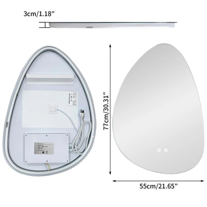 Irregular Illuminated Backlit LED Bathroom Mirror, 3 Colors Setting Anti-fog