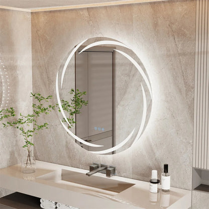 HaloGlow Round Backlit LED Bathroom Mirror, Anti-Fog, Memory Smart LED Mirror