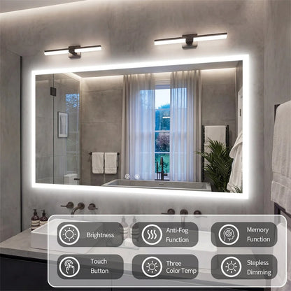 Large Backlit Rectangle Bathroom Mirror with Touch Sensor & Anti-Fog Function