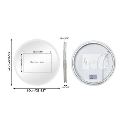 Backlit Round LED Bathroom Mirror, Dimmable Anti-Fog Waterproof Vanity Mirror