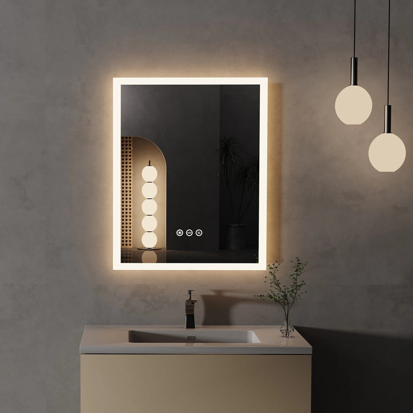 16x20 inch LED Lighted Bathroom Mirror with Anti-Fog, Wall Mounted Vanity Mirror with Smart Touch Button, Memory Function