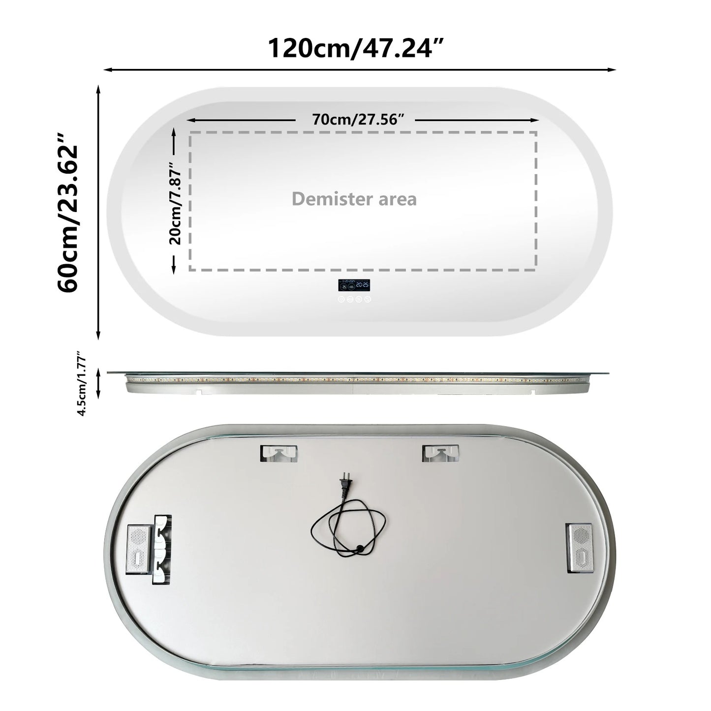 Oval LED Mirror with Bluetooth Speaker