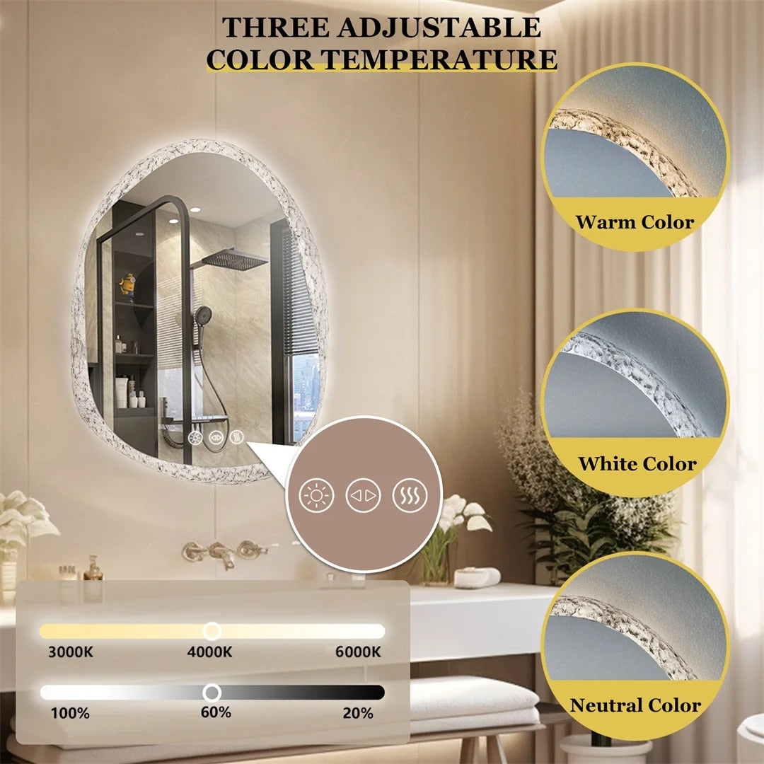 Unique Designed Frameless LED Backlit Bathroom Mirror, Irregular Shape LED Bathroom Mirror