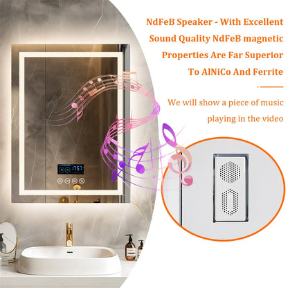 Bluetooth Bathroom Mirror Time & Temperature Display