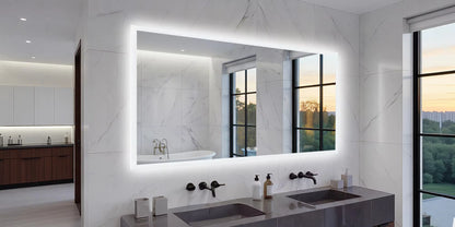 Large Backlit Rectangle Bathroom Mirror with Touch Sensor & Anti-Fog Function