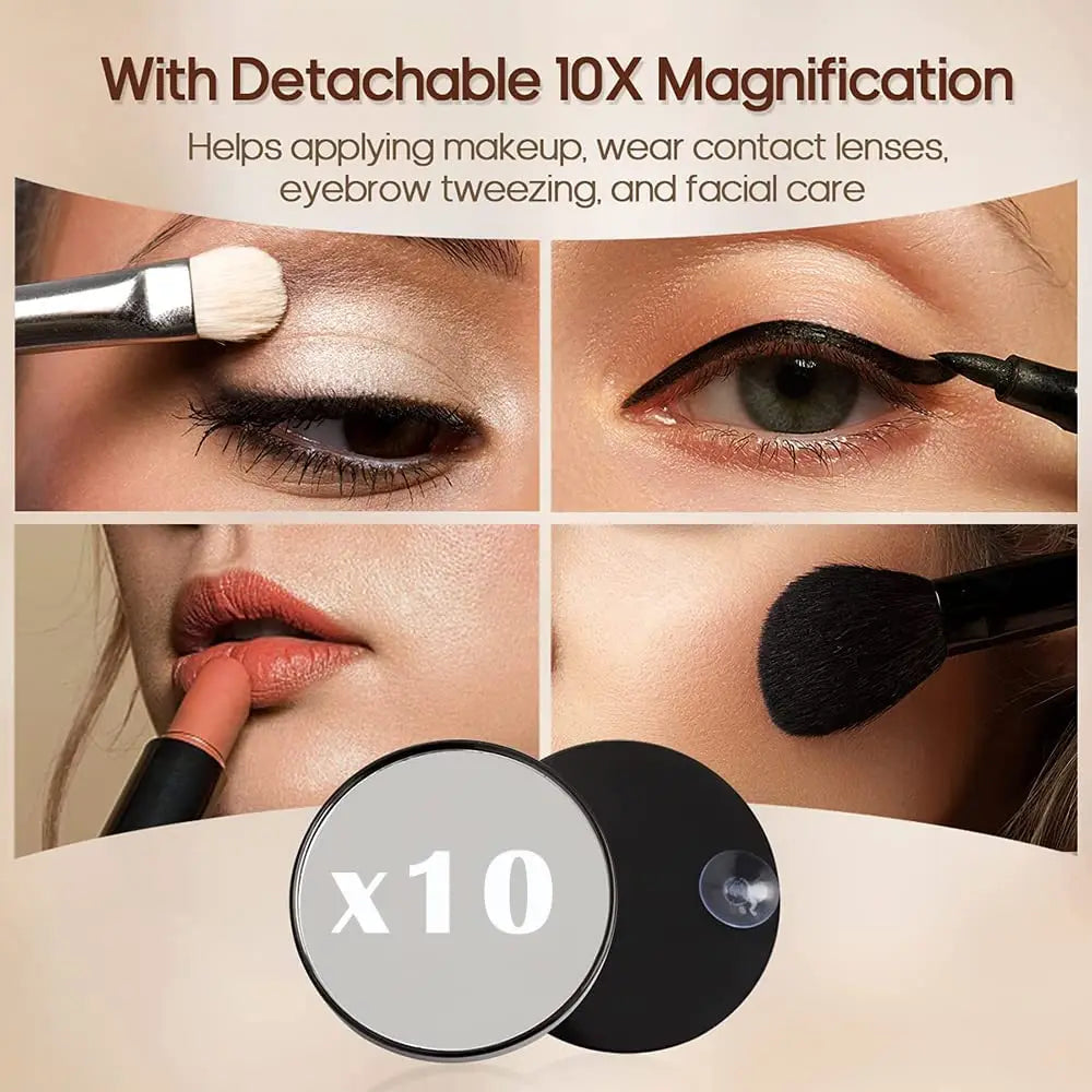 Round LED Vanity Mirror with Smart Touch, Dimmable 3-Light Modes & 360° Rotation for Bedroom