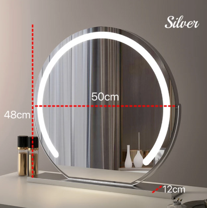 Round LED Vanity Mirror with Smart Touch, Dimmable 3-Light Modes & 360° Rotation for Bedroom